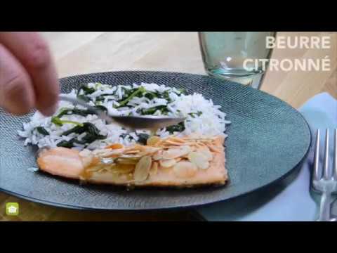 Filet de truite aux amandes, riz sauté aux épinards