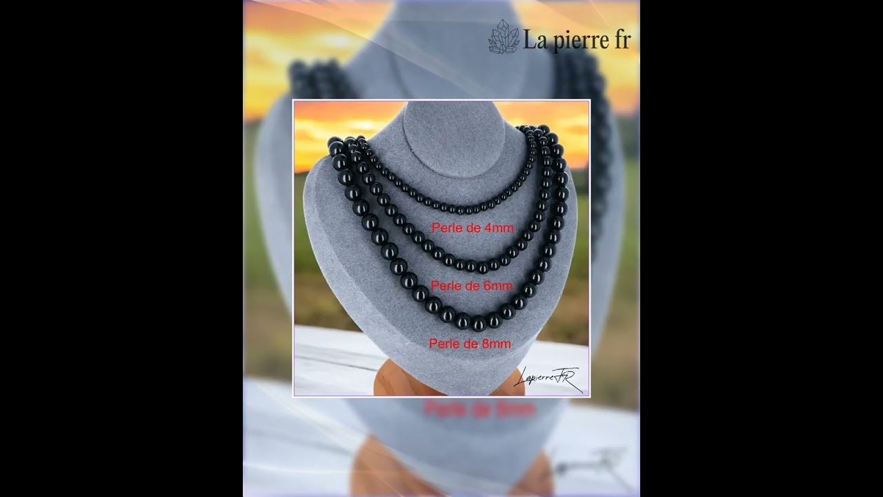 Collier perles Onyx Noir