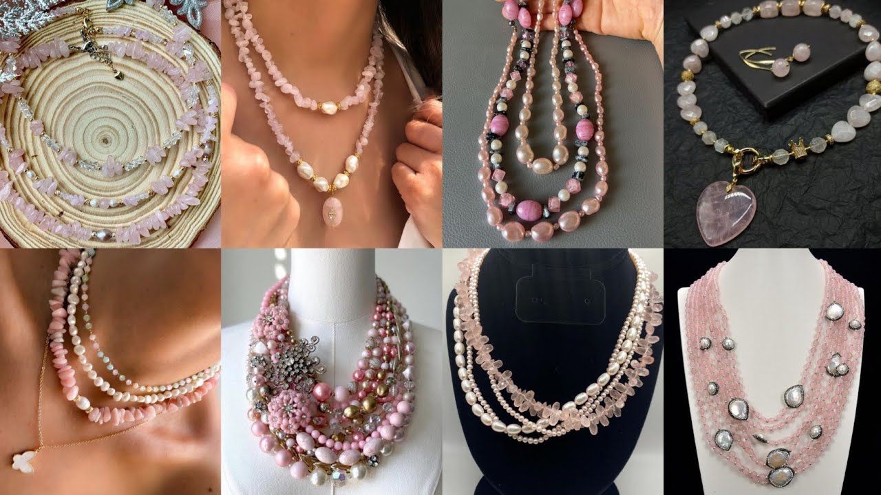 GLAMOROUS! Rose Quartz with Freshwater White Pearls😍 – Necklace Designs That Radiate Pure Elegence